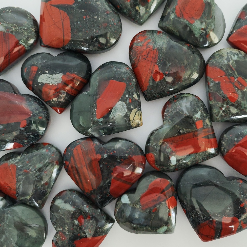 You Pick African Bloodstone Heart Crystal Carving